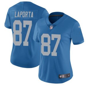 Lions #87 Sam LaPorta Blue Throwback Women's Stitched NFL Vapor Untouchable Limited Jersey