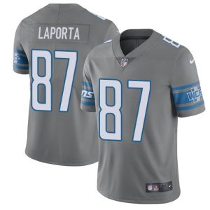 Lions #87 Sam LaPorta Gray Men's Stitched NFL Limited Rush Jersey