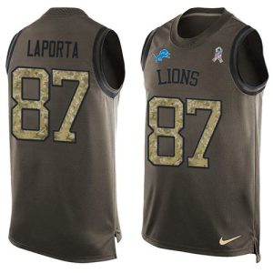 lions #87 sam laporta green men's stitched nfl limited salute to service tank top cheap jersey