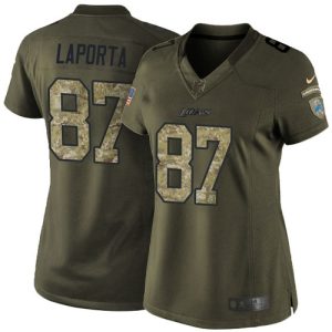 Lions #87 Sam LaPorta Green Women's Stitched NFL Limited 2015 Salute to Service Jersey