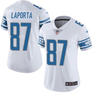 cheap Lions #87 Sam LaPorta White Women's Stitched NFL Vapor Untouchable Limited Jersey