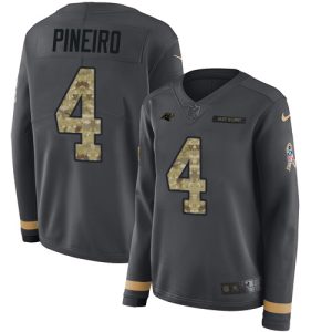 panthers #4 eddy pineiro anthracite salute to service women's stitched nfl limited therma long sleeve cheap jersey