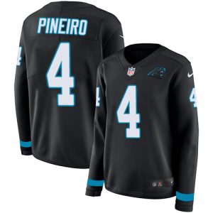 panthers #4 eddy pineiro black team color women's stitched nfl limited therma long sleeve wholesale jersey