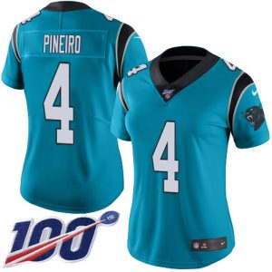 cheap Panthers #4 Eddy Pineiro Blue Alternate Women's Stitched NFL 100th Season Vapor Untouchable Limited Jersey