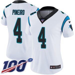 Panthers #4 Eddy Pineiro White Women's Stitched NFL 100th Season Vapor Untouchable Limited Jersey