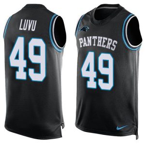 Panthers #49 Frankie Luvu Black Team Color Men's Stitched NFL Limited Tank Top Jersey