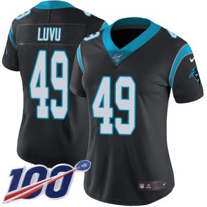 Panthers #49 Frankie Luvu Black Team Color Women's Stitched NFL 100th Season Vapor Untouchable Limited Jersey