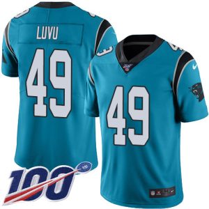 panthers #49 frankie luvu blue youth stitched nfl limited rush 100th season wholesale jersey