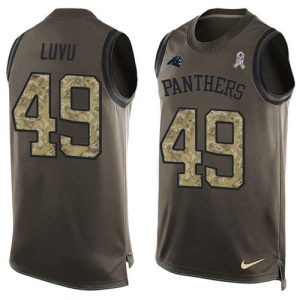 panthers #49 frankie luvu green men's stitched nfl limited salute to service tank top wholesale jersey