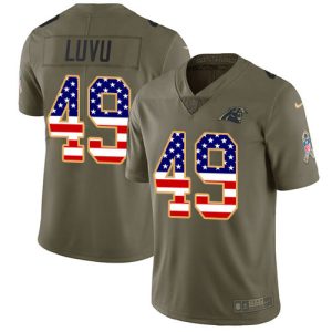 Panthers #49 Frankie Luvu Olive/USA Flag Youth Stitched NFL Limited 2017 Salute To Service Jersey