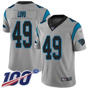 cheap Panthers #49 Frankie Luvu Silver Men's Stitched NFL Limited Inverted Legend 100th Season Jersey