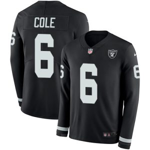 Raiders #6 AJ Cole Black Team Color Men's Stitched NFL Limited Therma Long Sleeve Jersey