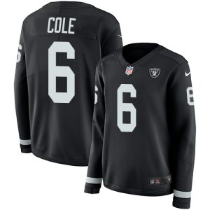 Raiders #6 AJ Cole Black Team Color Women's Stitched NFL Limited Therma Long Sleeve Jersey