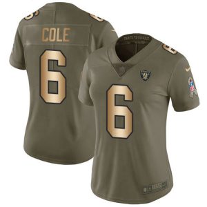 cheap Raiders #6 AJ Cole Olive/Gold Women's Stitched NFL Limited 2017 Salute To Service Jersey