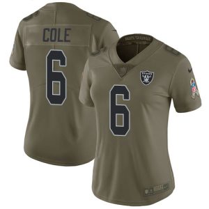 Raiders #6 AJ Cole Olive Women's Stitched NFL Limited 2017 Salute To Service Jersey