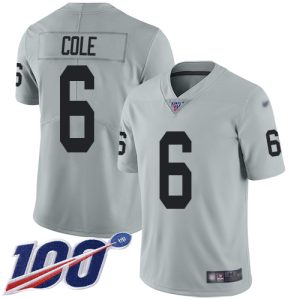 wholesale Raiders #6 AJ Cole Silver Men's Stitched NFL Limited Inverted Legend 100th Season Jersey