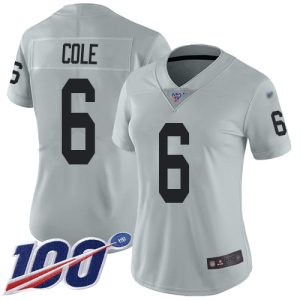 cheap Raiders #6 AJ Cole Silver Women's Stitched NFL Limited Inverted Legend 100th Season Jersey