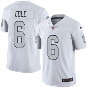 wholesale Raiders #6 AJ Cole White Men's Stitched NFL Limited Rush Jersey