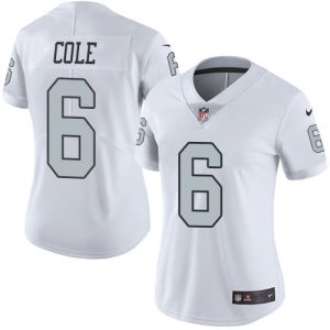 Raiders #6 AJ Cole White Women's Stitched NFL Limited Rush Jersey