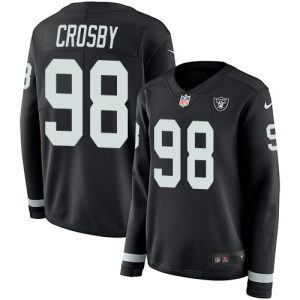 raiders #98 maxx crosby black team color women's stitched nfl limited therma long sleeve wholesale jersey