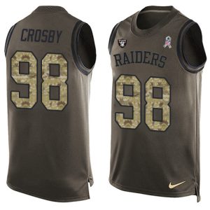 cheap Raiders #98 Maxx Crosby Green Men's Stitched NFL Limited Salute To Service Tank Top Jersey