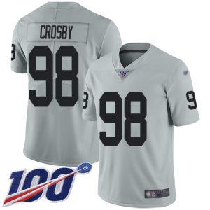 cheap Raiders #98 Maxx Crosby Silver Youth Stitched NFL Limited Inverted Legend 100th Season Jersey