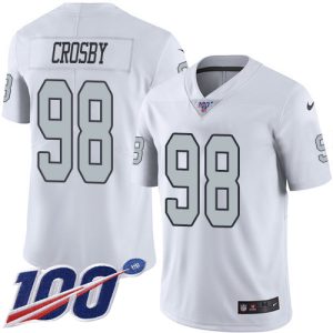 Raiders #98 Maxx Crosby White Men's Stitched NFL Limited Rush 100th Season Jersey