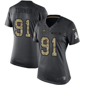 rams #91 kobie turner black women's stitched nfl limited 2016 salute to service wholesale jersey