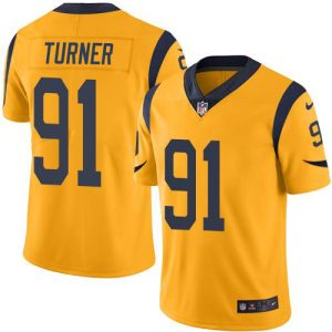 cheap Rams #91 Kobie Turner Gold Men's Stitched NFL Limited Rush Jersey