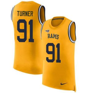 rams #91 kobie turner gold men's stitched nfl limited rush tank top cheap jersey