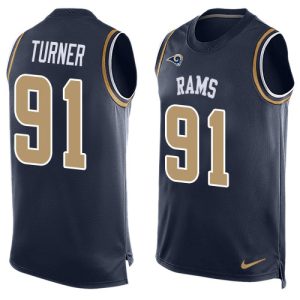 cheap Rams #91 Kobie Turner Navy Blue Team Color Men's Stitched NFL Limited Tank Top Jersey