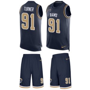 cheap Rams #91 Kobie Turner Navy Blue Team Color Men's Stitched NFL Limited Tank Top Suit Jersey