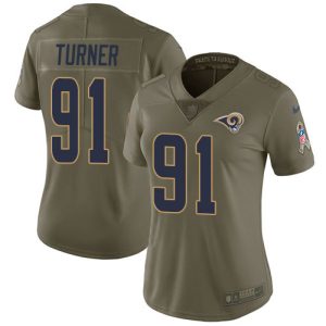 cheap Rams #91 Kobie Turner Olive Women's Stitched NFL Limited 2017 Salute to Service Jersey