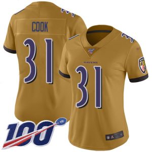 Ravens #31 Dalvin Cook Gold Women's Stitched NFL Limited Inverted Legend 100th Season Jersey