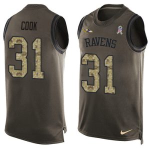 wholesale Ravens #31 Dalvin Cook Green Men's Stitched NFL Limited Salute To Service Tank Top Jersey