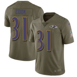 Ravens #31 Dalvin Cook Olive Men's Stitched NFL Limited 2017 Salute To Service Jersey