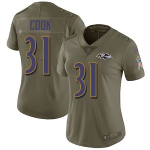 Ravens #31 Dalvin Cook Olive Women's Stitched NFL Limited 2017 Salute To Service Jersey