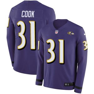 cheap Ravens #31 Dalvin Cook Purple Team Color Men's Stitched NFL Limited Therma Long Sleeve Jersey