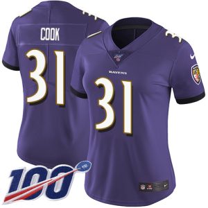 Ravens #31 Dalvin Cook Purple Team Color Women's Stitched NFL 100th Season Vapor Untouchable Limited Jersey