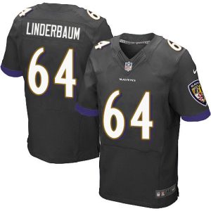 cheap Ravens #64 Tyler Linderbaum Black Alternate Men's Stitched NFL New Elite Jersey