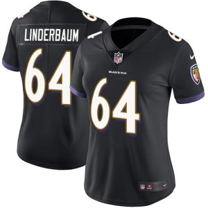 ravens #64 tyler linderbaum black alternate women's stitched nfl vapor untouchable limited wholesale jersey