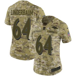 wholesale Ravens #64 Tyler Linderbaum Camo Women's Stitched NFL Limited 2018 Salute To Service Jersey