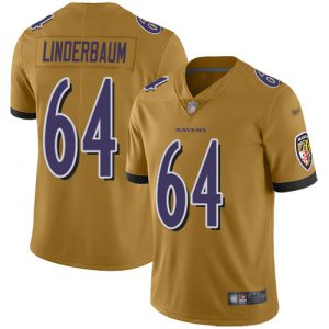 Ravens #64 Tyler Linderbaum Gold Men's Stitched NFL Limited Inverted Legend Jersey