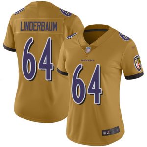 ravens #64 tyler linderbaum gold women's stitched nfl limited inverted legend cheap jersey