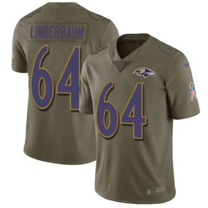 cheap Ravens #64 Tyler Linderbaum Olive Men's Stitched NFL Limited 2017 Salute To Service Jersey