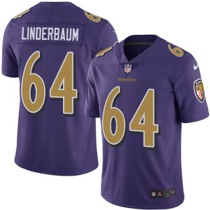 Ravens #64 Tyler Linderbaum Purple Men's Stitched NFL Limited Rush Jersey