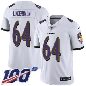 cheap Ravens #64 Tyler Linderbaum White Men's Stitched NFL 100th Season Vapor Untouchable Limited Jersey