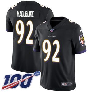 ravens #92 justin madubuike black alternate youth stitched nfl 100th season vapor untouchable limited wholesale jersey