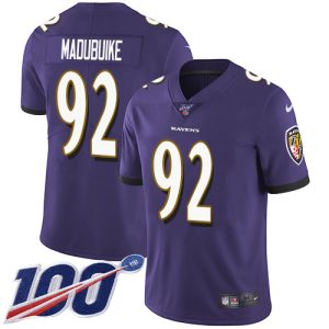 Ravens #92 Justin Madubuike Purple Team Color Men's Stitched NFL 100th Season Vapor Untouchable Limited Jersey