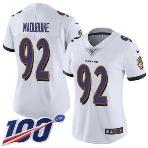 Ravens #92 Justin Madubuike White Women's Stitched NFL 100th Season Vapor Untouchable Limited Jersey